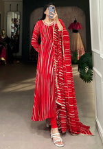 Load image into Gallery viewer, Red Georgette Readymade Long Anarkali Suit
