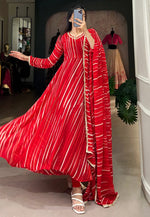 Load image into Gallery viewer, Red Georgette Readymade Long Anarkali Suit
