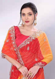 Red Georgette Saree With Blouse