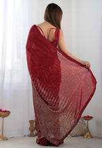 Load image into Gallery viewer, Red Georgette Sequence Saree