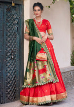 Load image into Gallery viewer, Red Jacquard Silk Circular Lehenga Choli
