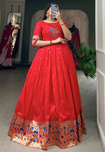 Load image into Gallery viewer, Red Jacquard Silk Gown
