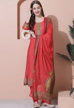 Load image into Gallery viewer, Red Muslin Churidar Suit
