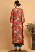 Load image into Gallery viewer, Red Muslin Kurta Set With Pent
