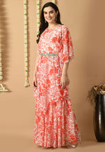 Load image into Gallery viewer, Red Muslin Kurta Set With Sharara
