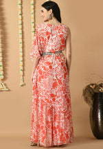 Load image into Gallery viewer, Red Muslin Kurta Set With Sharara
