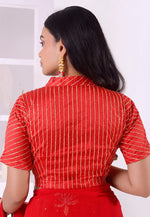 Load image into Gallery viewer, Red Net Readymade Blouse
