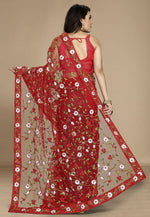 Load image into Gallery viewer, Red Net Saree With Blouse
