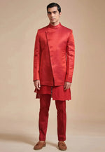 Load image into Gallery viewer, Red Rayon Kurta Pajama With Jacket
