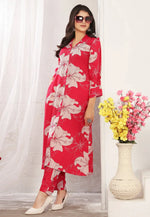 Load image into Gallery viewer, Red Rayon Kurta Set With Pent
