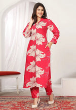 Load image into Gallery viewer, Red Rayon Kurta Set With Pent
