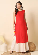 Load image into Gallery viewer, Red Rayon Long Kurti
