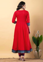 Load image into Gallery viewer, Red Rayon Readymade Anarkali Suit
