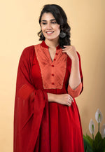 Load image into Gallery viewer, Red Rayon Readymade Pakistani Suit
