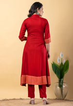 Load image into Gallery viewer, Red Rayon Readymade Pakistani Suit
