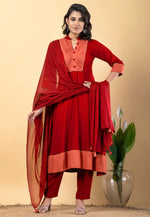 Load image into Gallery viewer, Red Rayon Readymade Pakistani Suit
