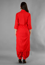 Load image into Gallery viewer, Red Rayon Readymade Patiala Suit
