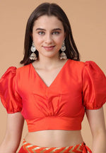 Load image into Gallery viewer, Red Satin Silk Readymade Blouse
