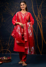 Load image into Gallery viewer, Red Shimmer Readymade Pakistani Suit
