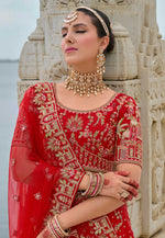 Load image into Gallery viewer, Red Silk Bridal Lehenga Choli
