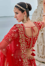 Load image into Gallery viewer, Red Silk Bridal Lehenga Choli
