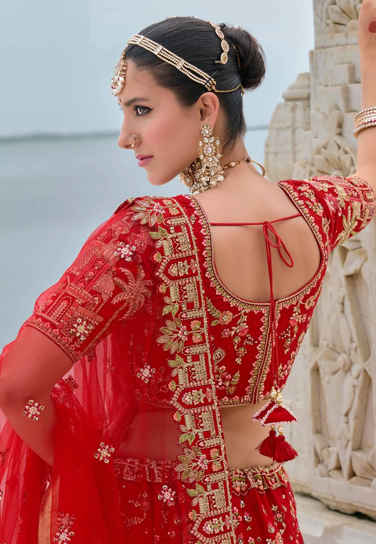 Red Silk Bridal Lehenga Choli