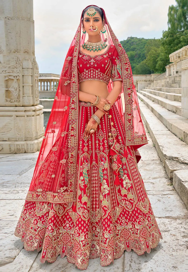 Red Silk Bridal Lehenga Choli