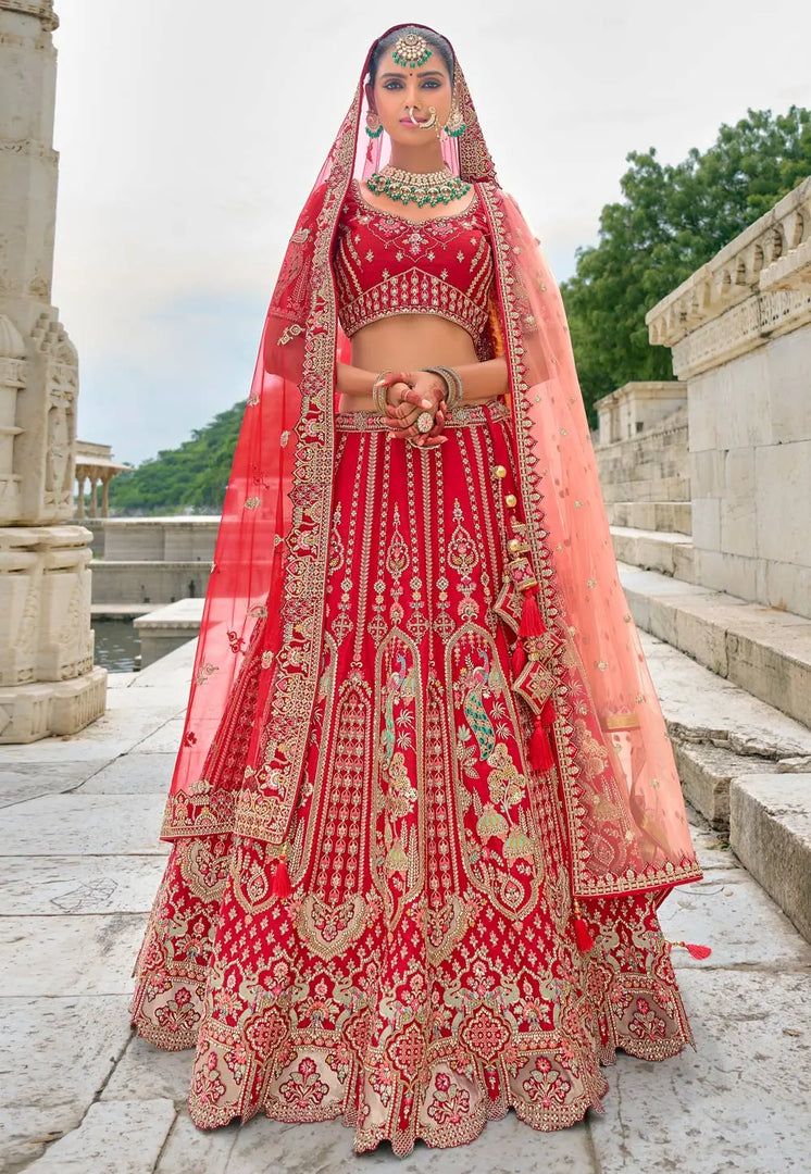 Red Silk Bridal Lehenga Choli