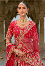 Load image into Gallery viewer, Red Silk Bridal Lehenga Choli
