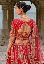 Load image into Gallery viewer, Red Silk Bridal Lehenga Choli
