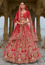 Load image into Gallery viewer, Red Silk Bridal Lehenga Choli
