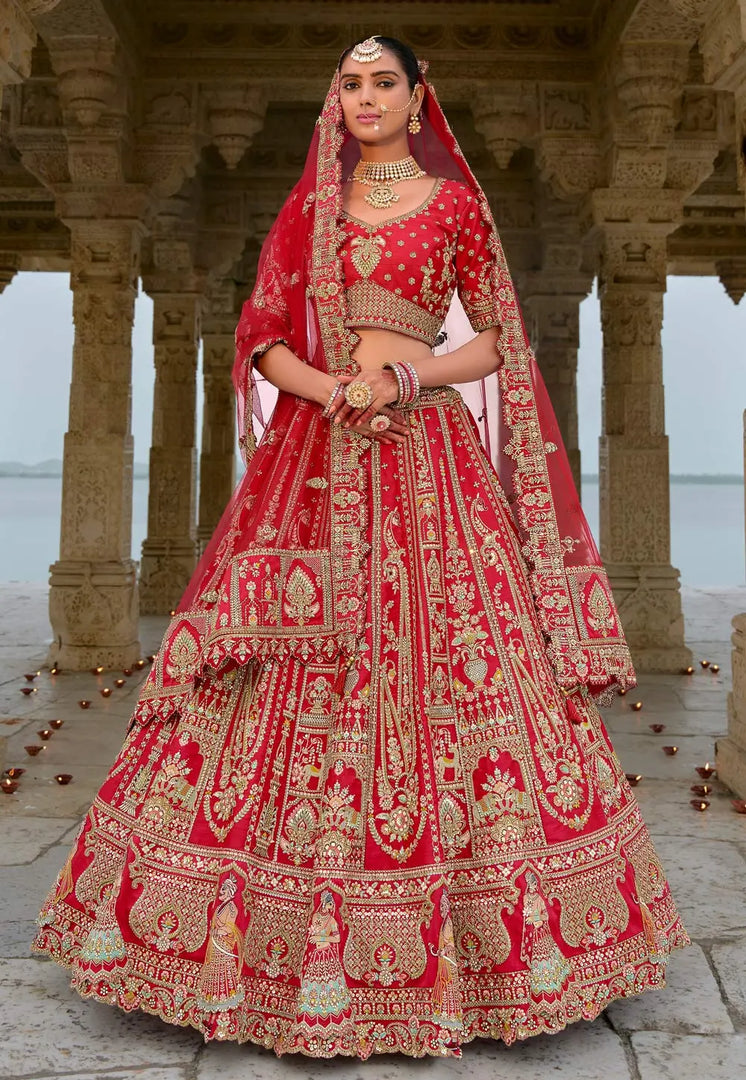 Red Silk Bridal Lehenga Choli
