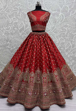Load image into Gallery viewer, Red Silk Bridal Lehenga Choli

