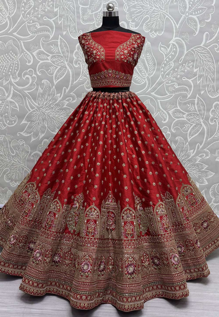 Red Silk Bridal Lehenga Choli