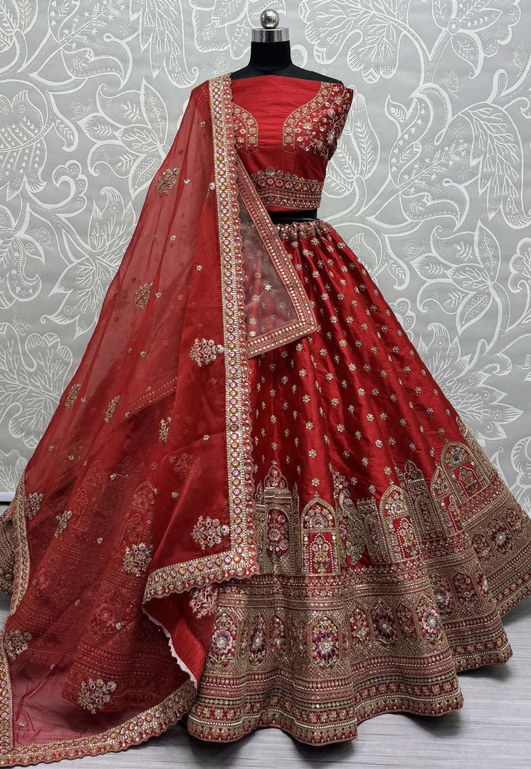 Red Silk Bridal Lehenga Choli