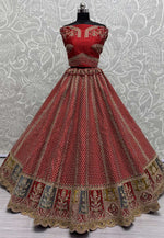 Load image into Gallery viewer, Red Silk Bridal Lehenga Choli
