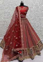 Load image into Gallery viewer, Red Silk Bridal Lehenga Choli
