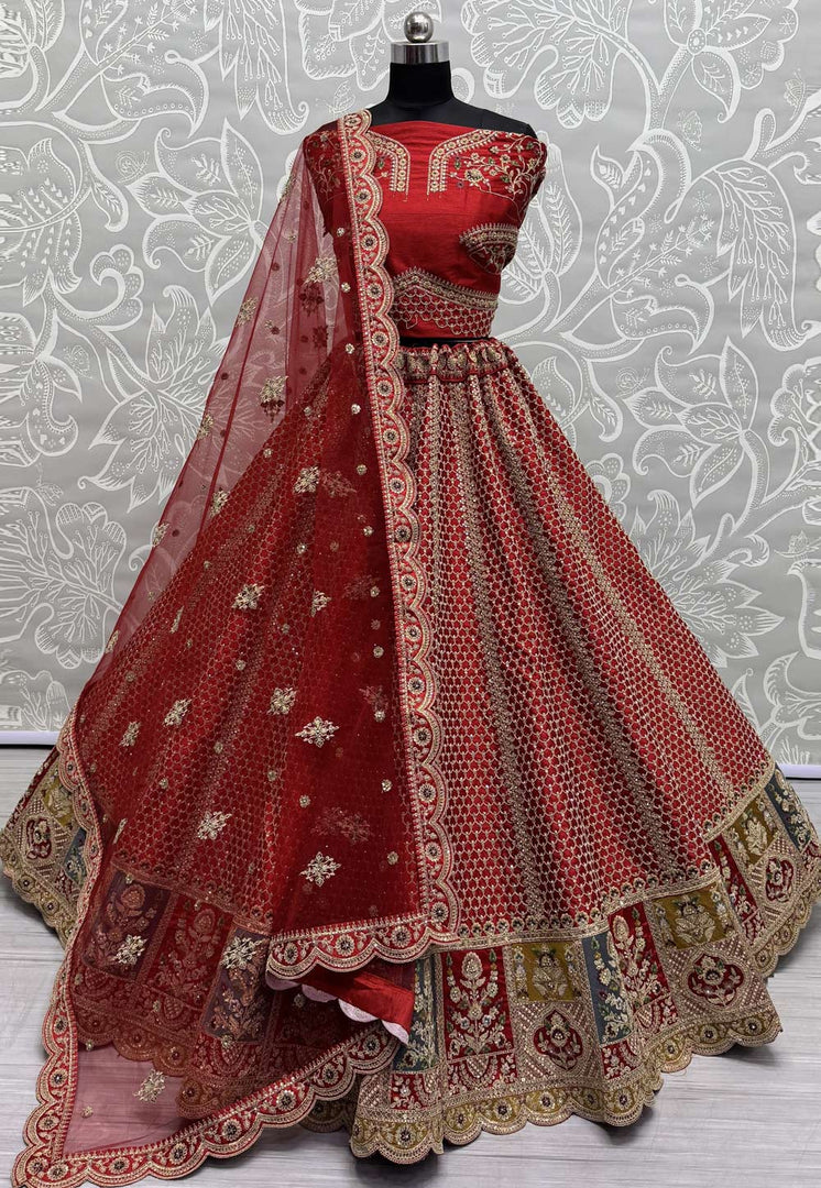 Red Silk Bridal Lehenga Choli