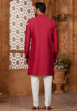 Load image into Gallery viewer, Red Silk Indo Western Sherwani
