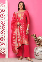 Load image into Gallery viewer, Red Silk Jacquard Pant Style Suit

