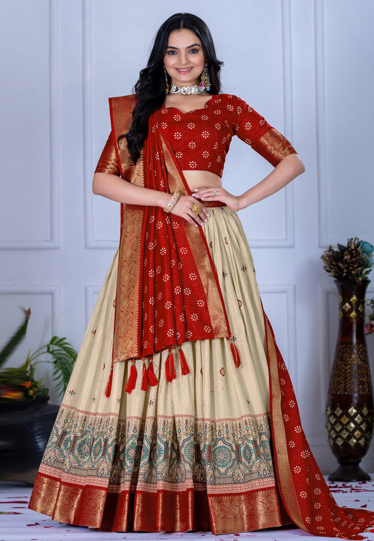 Red Silk Lehenga Choli