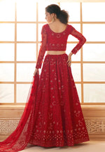 Load image into Gallery viewer, Red Silk Net Lehenga Choli
