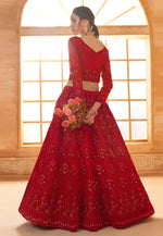 Load image into Gallery viewer, Red Silk Net Wedding Lehenga Choli
