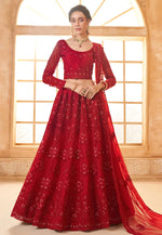 Load image into Gallery viewer, Red Silk Net Wedding Lehenga Choli
