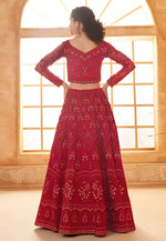 Load image into Gallery viewer, Red Silk Net Wedding Lehenga Choli
