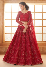 Load image into Gallery viewer, Red Silk Net Wedding Lehenga Choli
