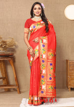 Load image into Gallery viewer, Red Silk Paithani Saree
