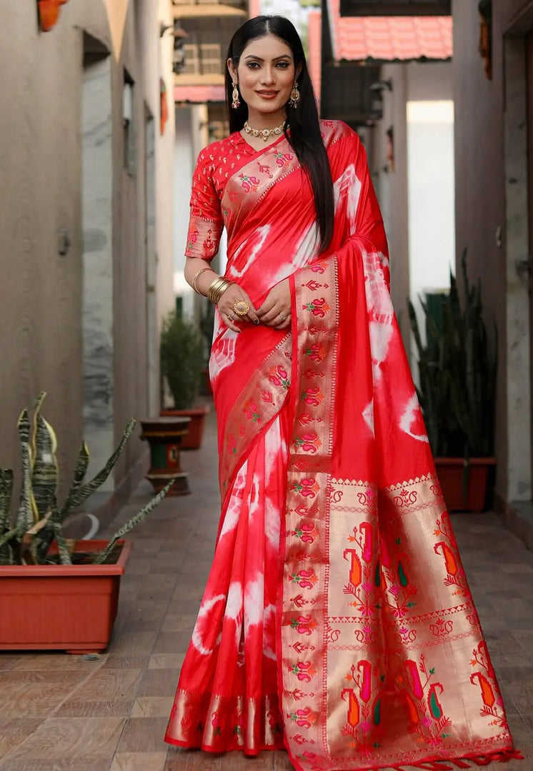Red Silk Paithani Saree