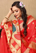 Load image into Gallery viewer, Red Silk Paithani Saree