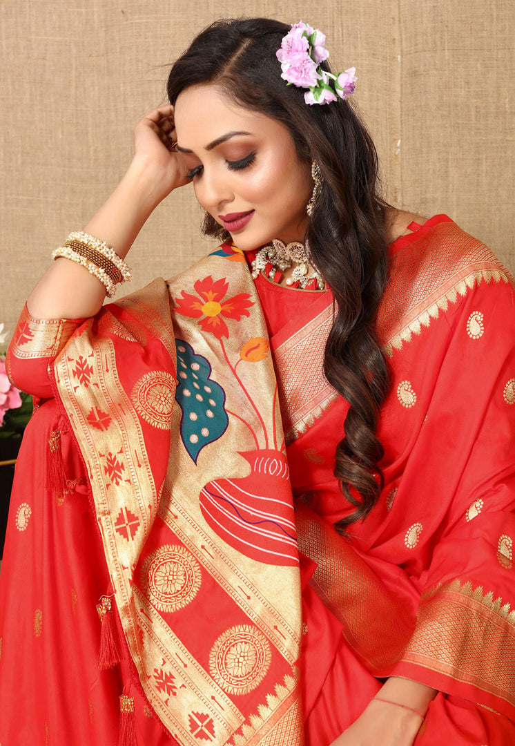 Red Silk Paithani Saree